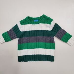 Striped green grey cotton sweater